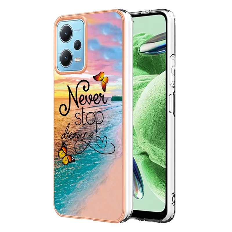 Cover per Xiaomi Redmi Note 12 5G (Cina) / (India) / (Global) / Poco X5 5G, Design in Marmo e Fiore IMD, in TPU, Retro - Non Smettere Mai di Sognare