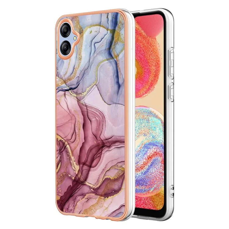 Für Samsung Galaxy A04e 4G / F04 4G / M04 4G YB IMD Serie-16 Stil E Marmorstruktur TPU IMD Handyhülle 2.0mm Galvanisierung Cover - Rose Gold