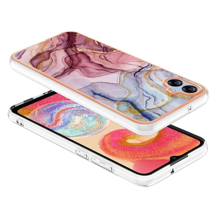 Für Samsung Galaxy A04e 4G / F04 4G / M04 4G YB IMD Serie-16 Stil E Marmorstruktur TPU IMD Handyhülle 2.0mm Galvanisierung Cover - Rose Gold