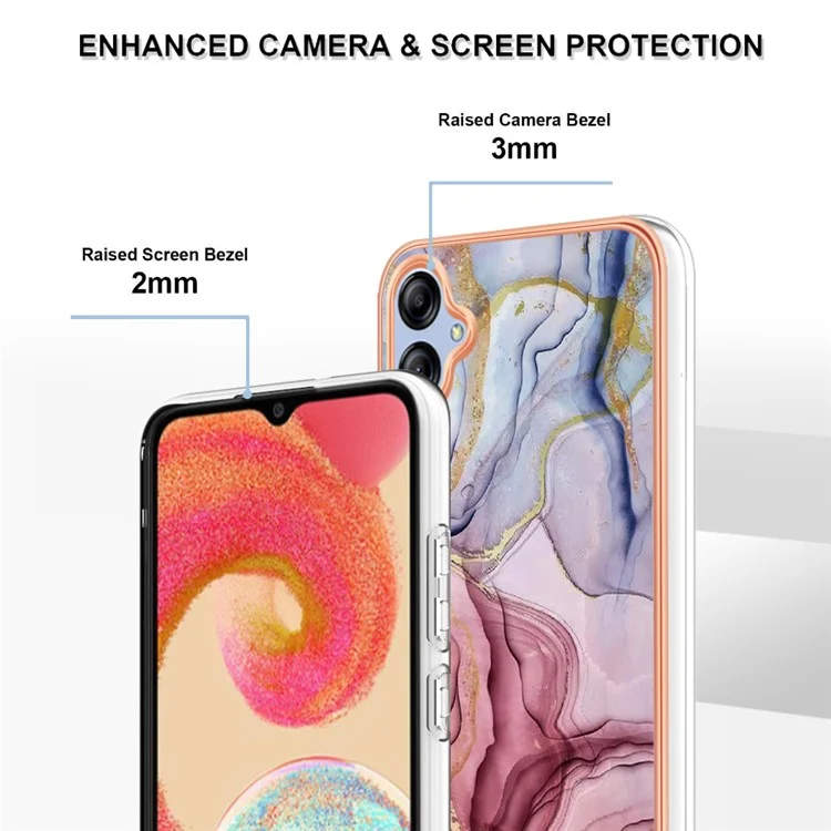 Für Samsung Galaxy A04e 4G / F04 4G / M04 4G YB IMD Serie-16 Stil E Marmorstruktur TPU IMD Handyhülle 2.0mm Galvanisierung Cover - Rose Gold