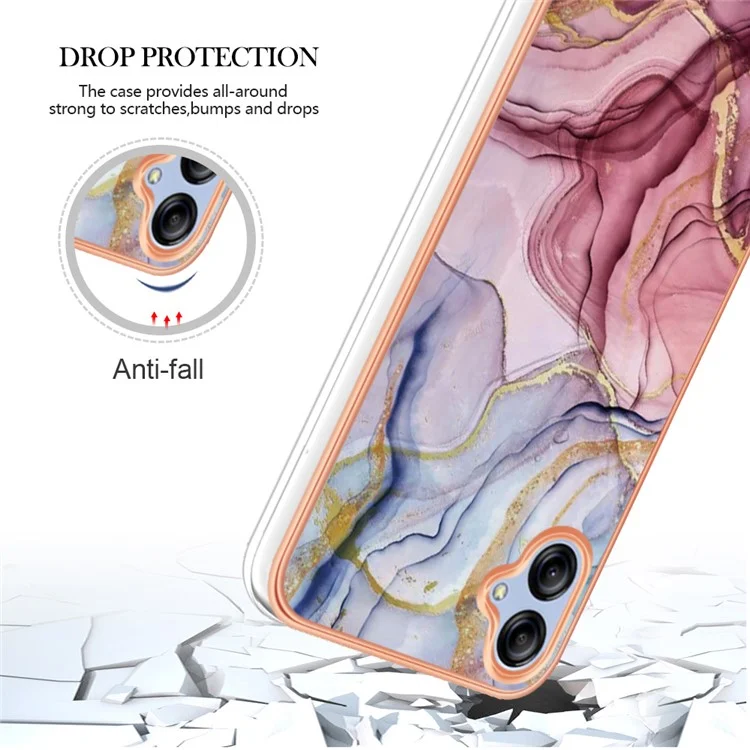 Für Samsung Galaxy A04e 4G / F04 4G / M04 4G YB IMD Serie-16 Stil E Marmorstruktur TPU IMD Handyhülle 2.0mm Galvanisierung Cover - Rose Gold