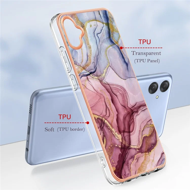 Für Samsung Galaxy A04e 4G / F04 4G / M04 4G YB IMD Serie-16 Stil E Marmorstruktur TPU IMD Handyhülle 2.0mm Galvanisierung Cover - Rose Gold