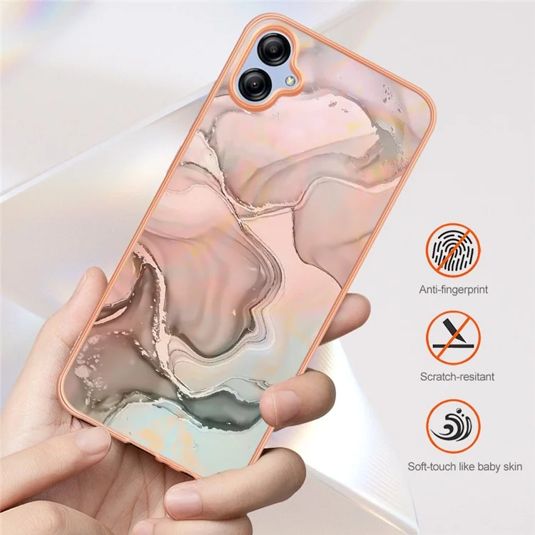 Für Samsung Galaxy A04e 4G / F04 4G / M04 4G YB IMD Serie-16 Stil E Marmorstruktur TPU IMD Handyhülle 2.0mm Galvanisierung Cover - Rose Gold