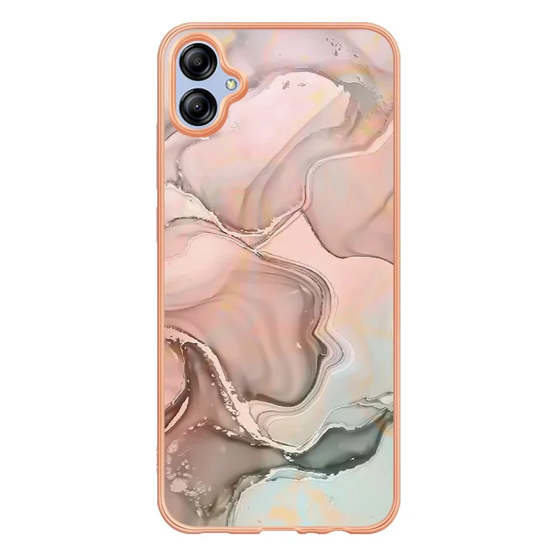 Para Samsung Galaxy A04e 4G / F04 4G / M04 4G YB IMD Series-16 Style E Marble Pattern TPU IMD Phone Case 2.0mm Electroplating Cover - Pink