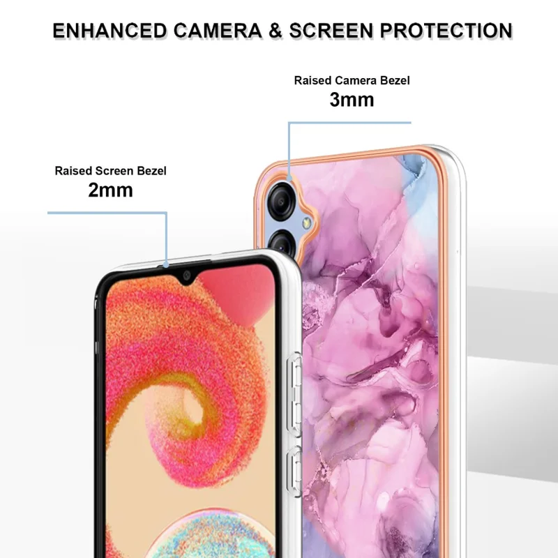 For Samsung Galaxy A04e 4G / F04 4G / M04 4G YB IMD Series-16 Style E Marble Pattern TPU IMD Phone Case 2.0mm Electroplating Cover - Rose