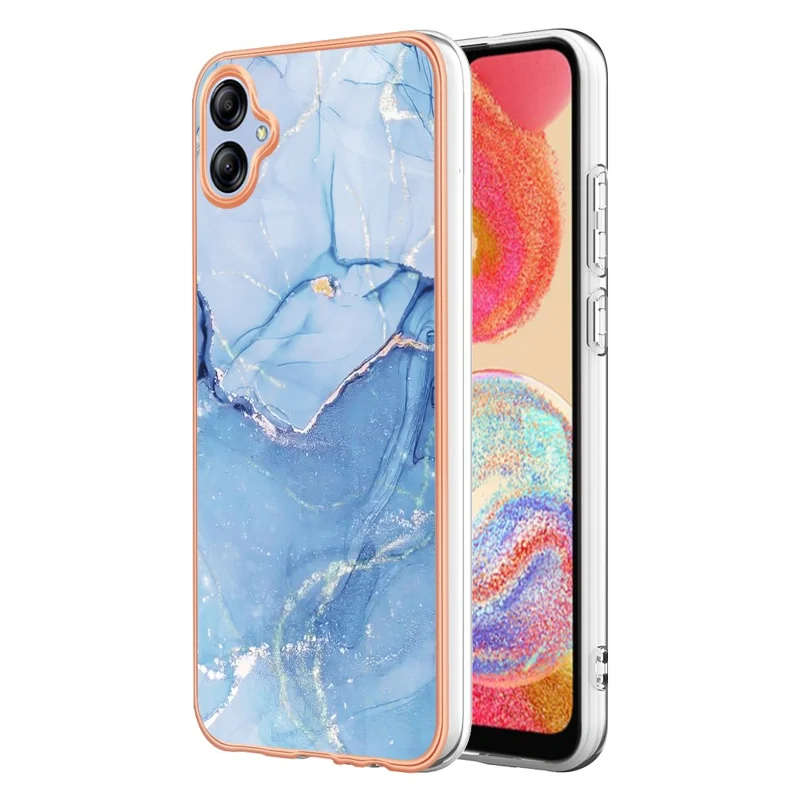 Для Samsung Galaxy A04e 4G / F04 4G / M04 4G YB IMD Series-16 Style E Мраморный узор TPU IMD Чехол для телефона 2.0 мм Электрохромное покрытие - Синий