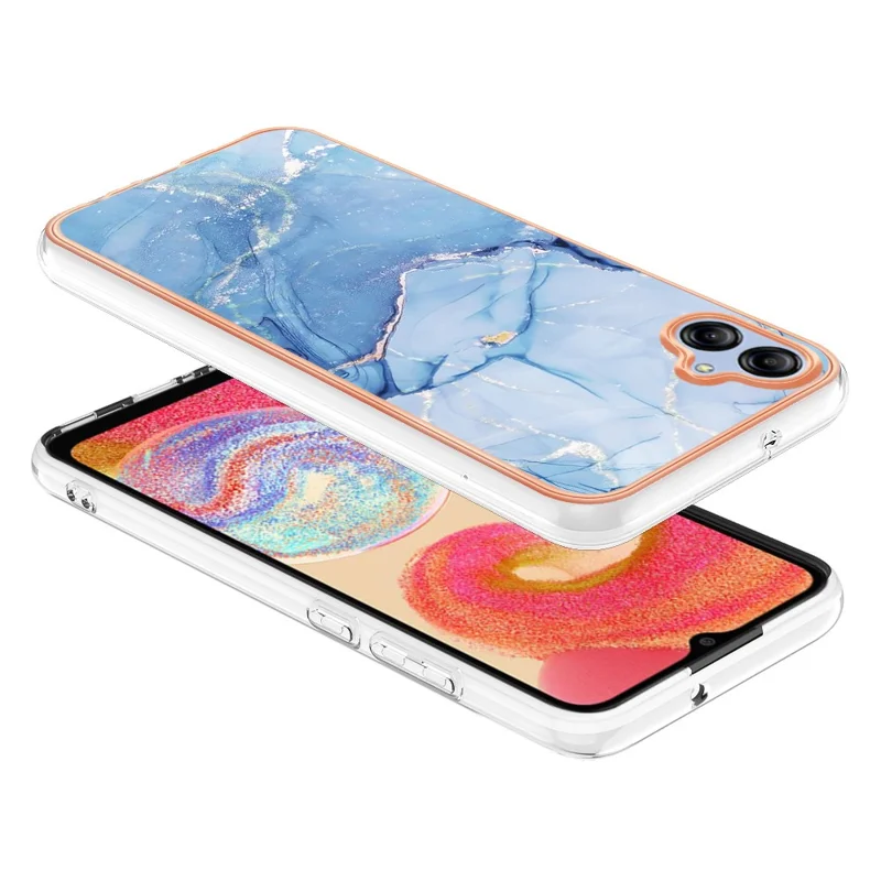 Для Samsung Galaxy A04e 4G / F04 4G / M04 4G YB IMD Series-16 Style E Мраморный узор TPU IMD Чехол для телефона 2.0 мм Электрохромное покрытие - Синий