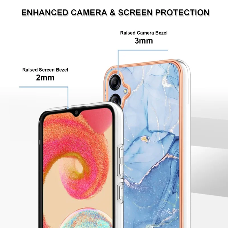 Для Samsung Galaxy A04e 4G / F04 4G / M04 4G YB IMD Series-16 Style E Мраморный узор TPU IMD Чехол для телефона 2.0 мм Электрохромное покрытие - Синий