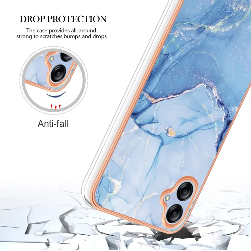 Для Samsung Galaxy A04e 4G / F04 4G / M04 4G YB IMD Series-16 Style E Мраморный узор TPU IMD Чехол для телефона 2.0 мм Электрохромное покрытие - Синий
