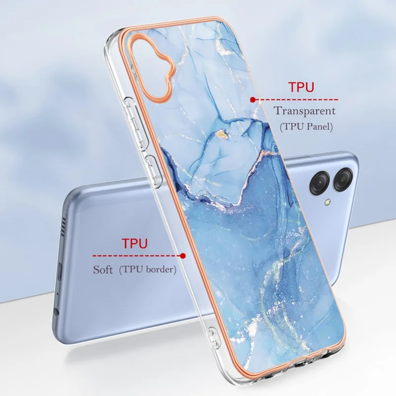 Для Samsung Galaxy A04e 4G / F04 4G / M04 4G YB IMD Series-16 Style E Мраморный узор TPU IMD Чехол для телефона 2.0 мм Электрохромное покрытие - Синий