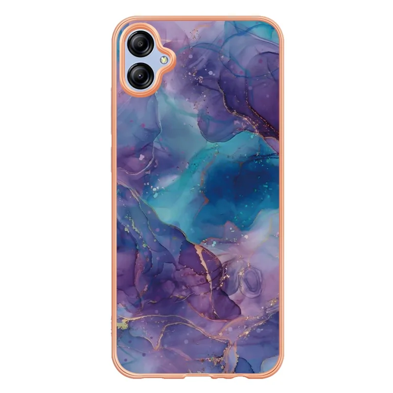 For Samsung Galaxy A04e 4G / F04 4G / M04 4G YB IMD Series-16 Style E Marble Pattern TPU IMD Phone Case 2.0mm Electroplating Cover - Purple