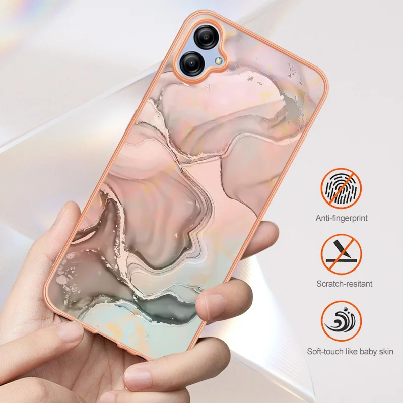 For Samsung Galaxy A04e 4G / F04 4G / M04 4G YB IMD Series-16 Style E Marble Pattern TPU IMD Phone Case 2.0mm Electroplating Cover - Purple