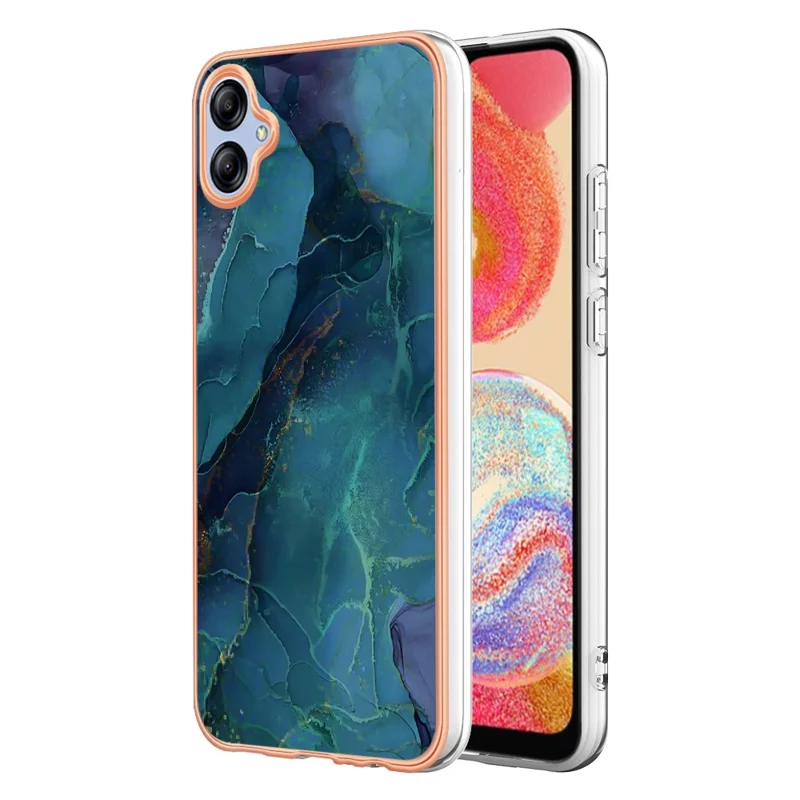 Per Samsung Galaxy A04e 4G / F04 4G / M04 4G YB IMD Serie-16 Stile E Marmo Modello TPU IMD Custodia per Telefono 2.0mm Copertura Elettrolitica - Verde
