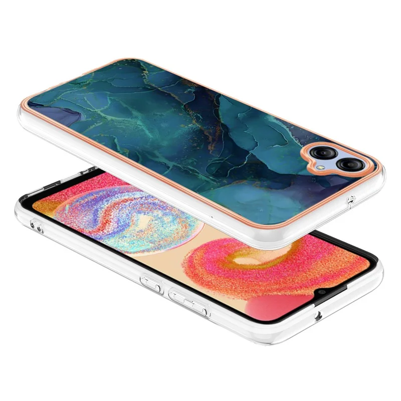 Per Samsung Galaxy A04e 4G / F04 4G / M04 4G YB IMD Serie-16 Stile E Marmo Modello TPU IMD Custodia per Telefono 2.0mm Copertura Elettrolitica - Verde