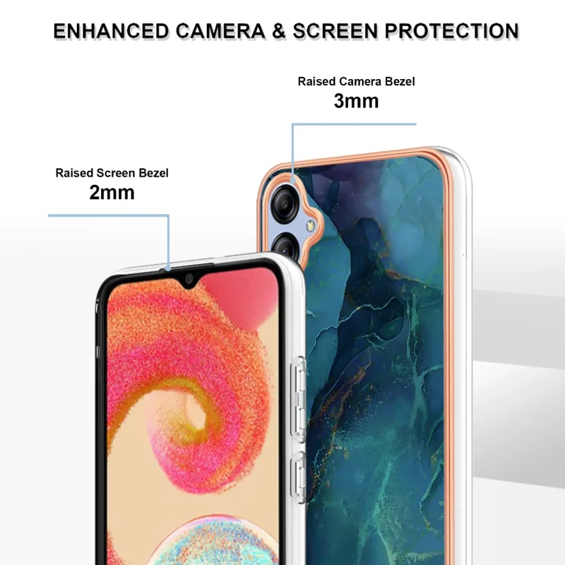 Per Samsung Galaxy A04e 4G / F04 4G / M04 4G YB IMD Serie-16 Stile E Marmo Modello TPU IMD Custodia per Telefono 2.0mm Copertura Elettrolitica - Verde