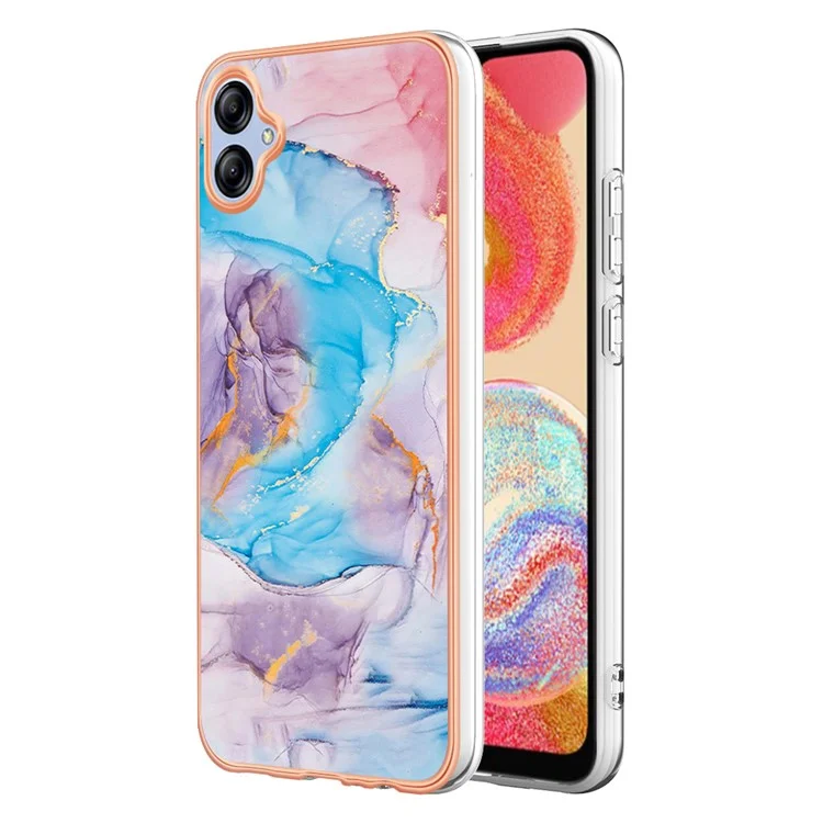 YB IMD Series-1 für Samsung Galaxy A04e 4G / F04 4G / M04 4G IMD TPU Handy-Hülle Elektrovergütetes Marmor-Blumenmuster-Cover - Milky Way Marmor Blau