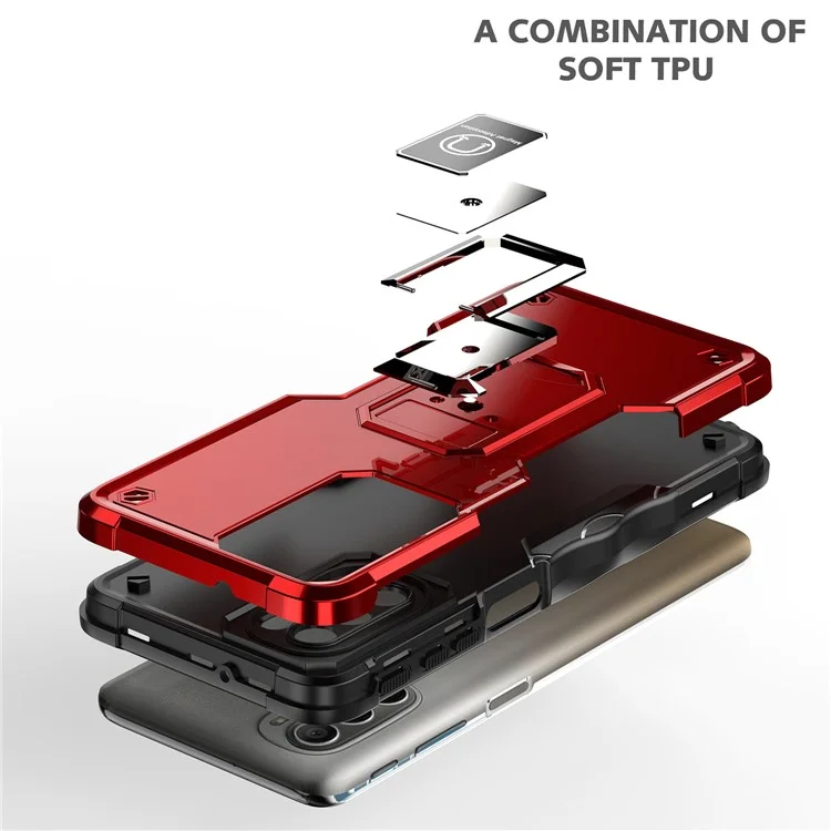 Für Motorola Moto G51 5G Ring Kickstand Handyhülle PC+TPU Kratzfeste Abdeckung - Schwarz