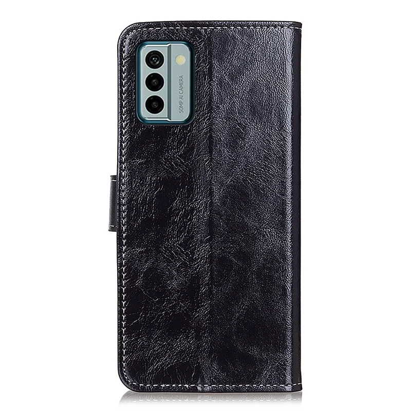 For Nokia G22 PU Leather Phone Case Wallet Retro Crazy Horse Texture Cellphone Stand Cover - Black