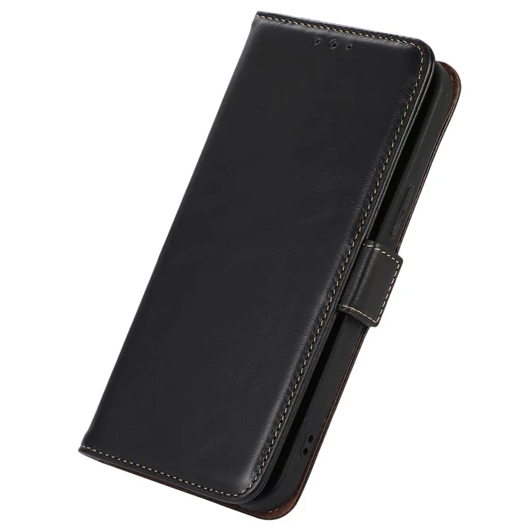 Pour Nokia G22 Genuine Cowhide Leather Phone Case RFID Blocking Wallet Stand Cover - Noir