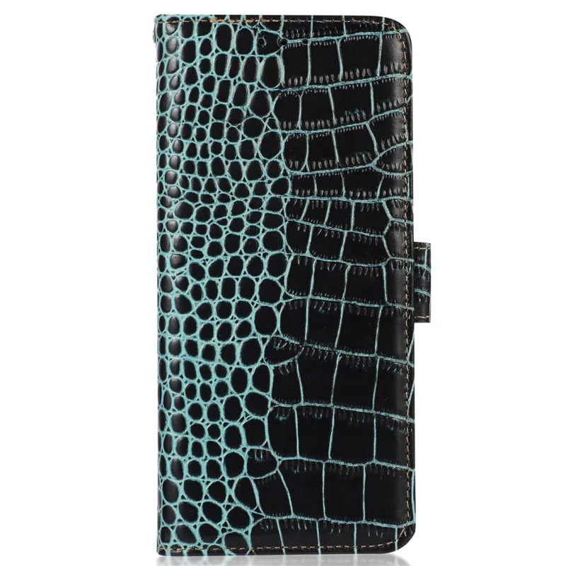 For Nokia G22 RFID Blocking Wallet Phone Case Crocodile Texture Genuine Cow Leather Stand Cover - Green