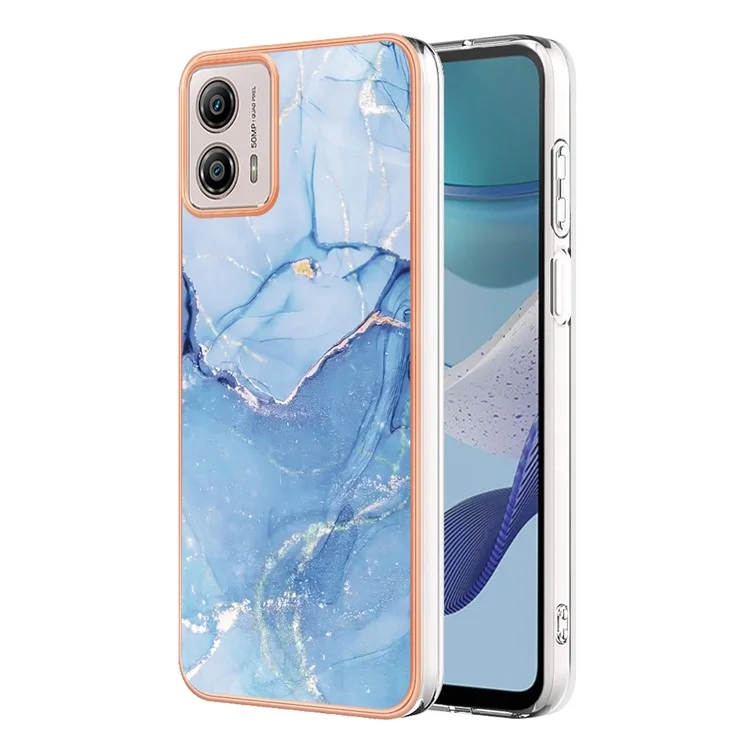 Étui de téléphone YB IMD Series-16 Style E pour Motorola Moto G53 5G / G23 4G / G13 4G IMD Motif Marbre 2.0mm Couverture TPU - Bleu