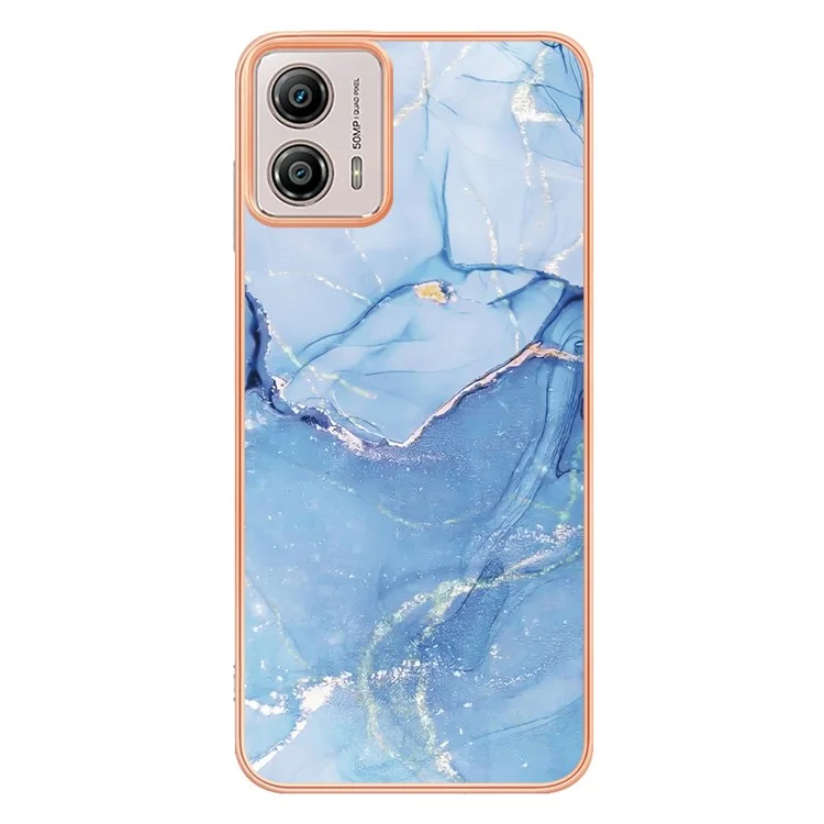Étui de téléphone YB IMD Series-16 Style E pour Motorola Moto G53 5G / G23 4G / G13 4G IMD Motif Marbre 2.0mm Couverture TPU - Bleu