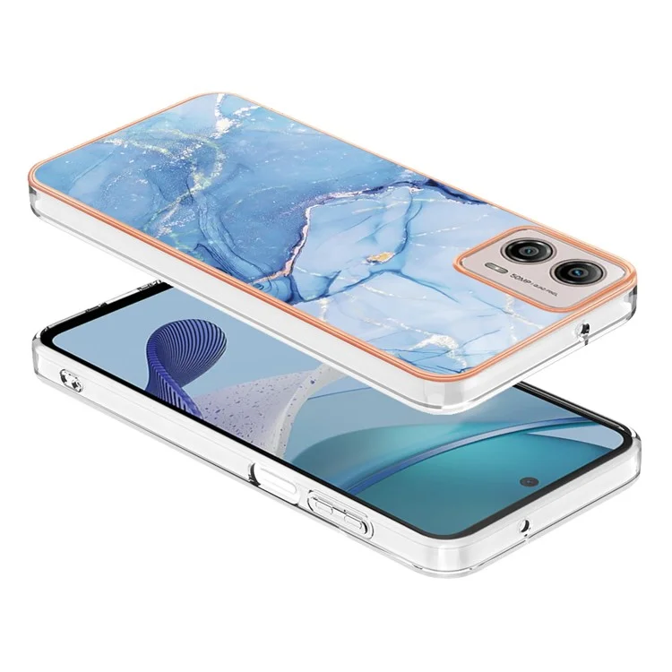 Étui de téléphone YB IMD Series-16 Style E pour Motorola Moto G53 5G / G23 4G / G13 4G IMD Motif Marbre 2.0mm Couverture TPU - Bleu