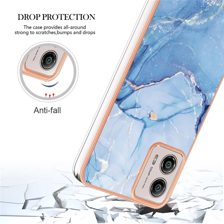 Étui de téléphone YB IMD Series-16 Style E pour Motorola Moto G53 5G / G23 4G / G13 4G IMD Motif Marbre 2.0mm Couverture TPU - Bleu