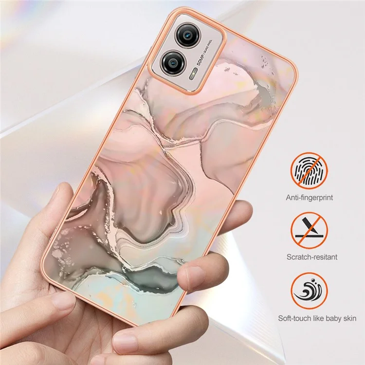 Étui de téléphone YB IMD Series-16 Style E pour Motorola Moto G53 5G / G23 4G / G13 4G IMD Motif Marbre 2.0mm Couverture TPU - Bleu