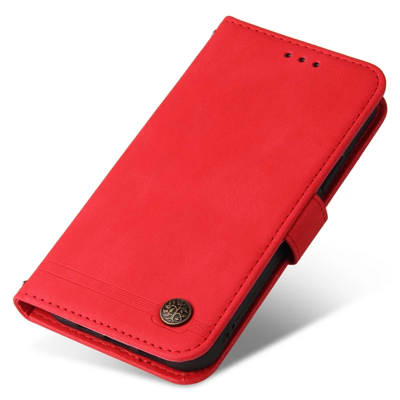 For Honor Magic5 Pro Leather Wallet Cases Skin Touch Phone Cover Stand with Strap - Red
