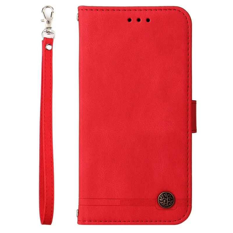 For Honor Magic5 Pro Leather Wallet Cases Skin Touch Phone Cover Stand with Strap - Red