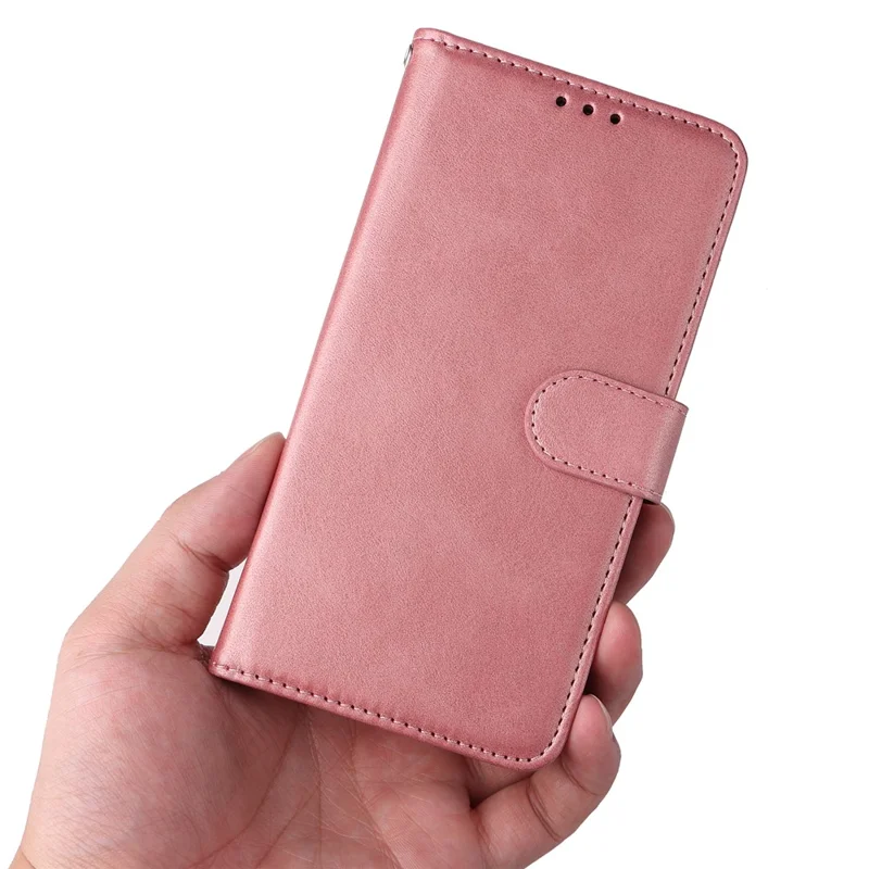 For Honor Magic5 Pro Calf Texture Phone Shell Stand Phone Case Leather Phone Cover with Strap - Rose Gold