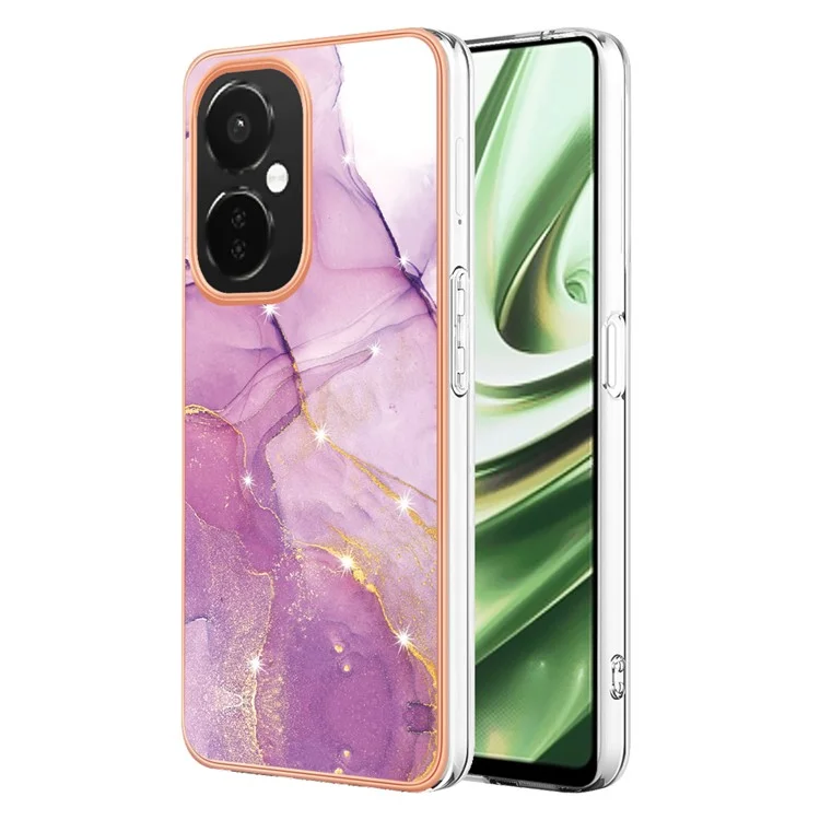 Для OnePlus Nord CE 3 Lite 5G / Nord N30 5G YB IMD Series-2 Мраморный узор IMD TPU Чехол с электрохромной рамкой Чехол для телефона - Фиолетовый 001