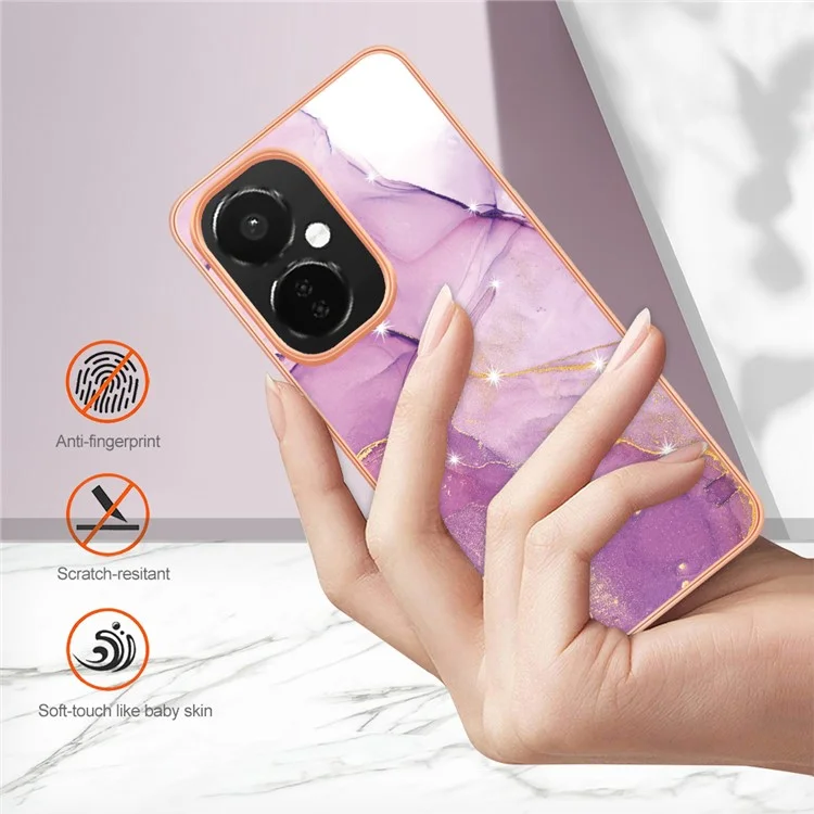 Для OnePlus Nord CE 3 Lite 5G / Nord N30 5G YB IMD Series-2 Мраморный узор IMD TPU Чехол с электрохромной рамкой Чехол для телефона - Фиолетовый 001