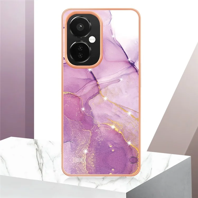 Для OnePlus Nord CE 3 Lite 5G / Nord N30 5G YB IMD Series-2 Мраморный узор IMD TPU Чехол с электрохромной рамкой Чехол для телефона - Фиолетовый 001