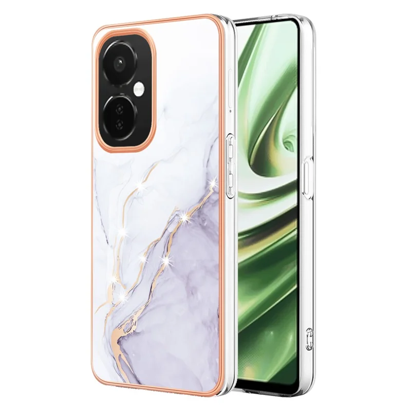 For OnePlus Nord CE 3 Lite 5G / Nord N30 5G TPU Case with IMD Marble Pattern Electroplated Back Cover - White 006
