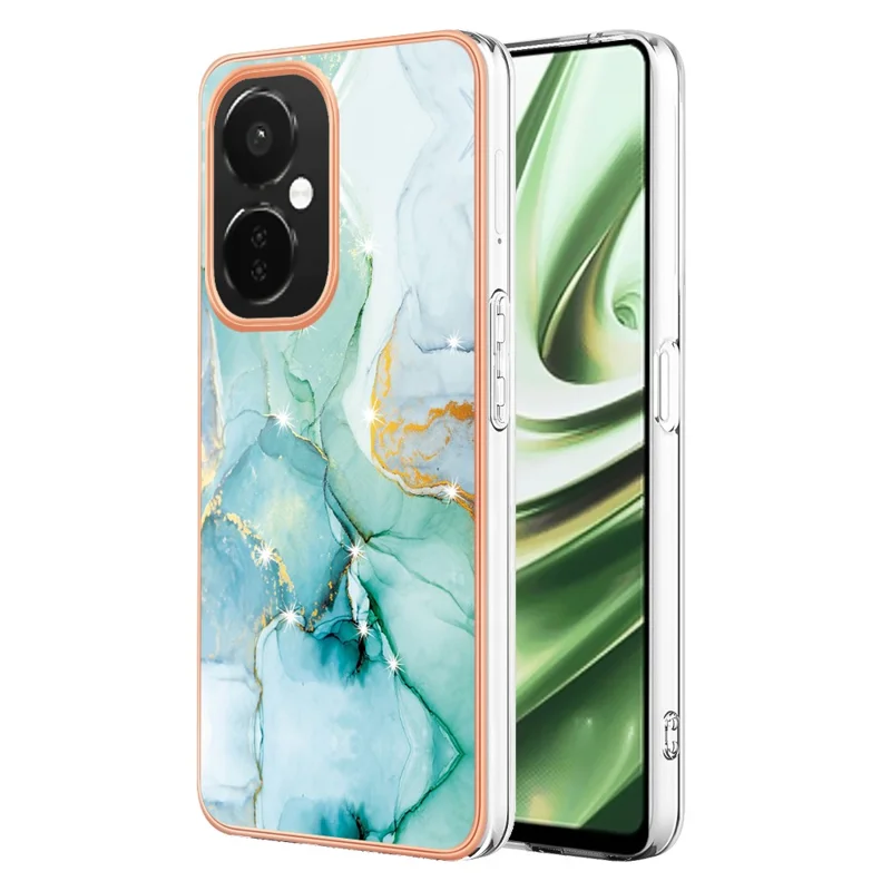 Para OnePlus Nord CE 3 Lite 5G / Nord N30 5G YB IMD Series-2 Marble Pattern IMD TPU Case Electroplating Frame Phone Cover - Verde 003