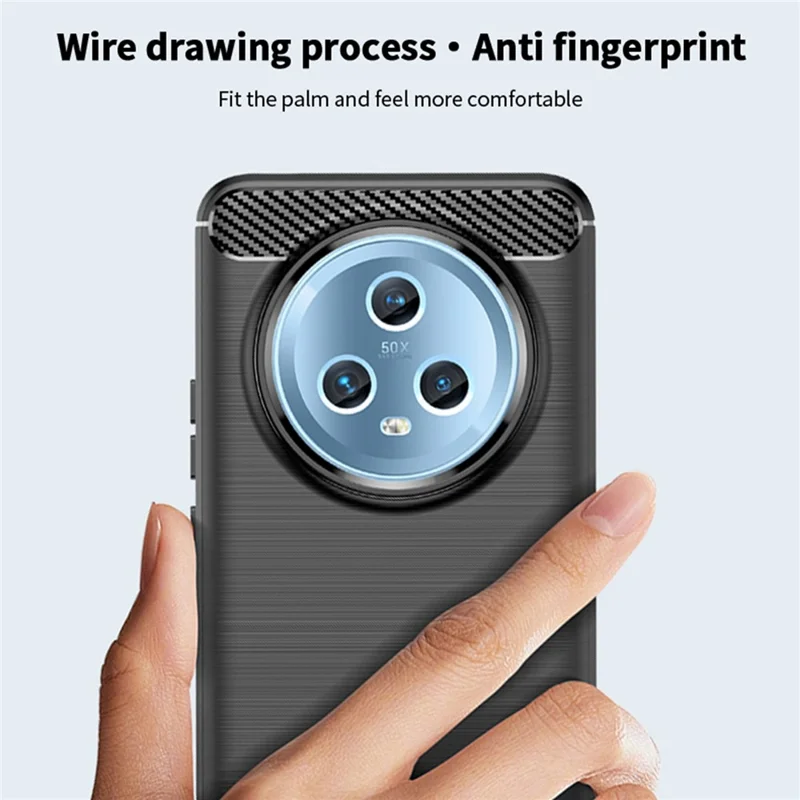 MOFI JK TPU Series-1 Soft TPU Cover for Honor Magic5 Carbon Fiber Brushed Phone Shell - Black