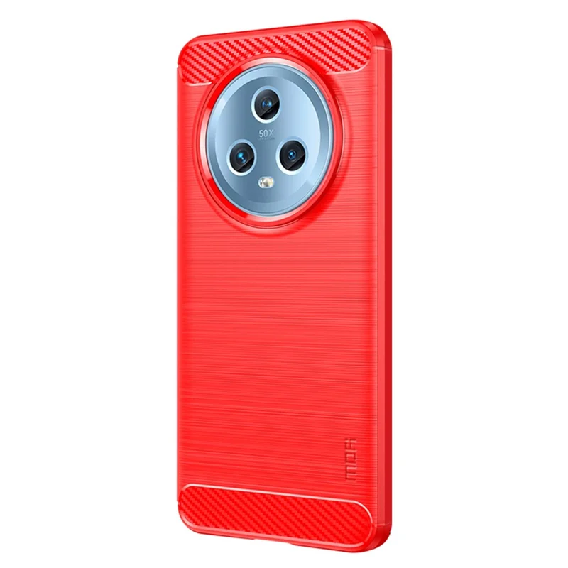 MOFI JK TPU Series-1 Soft TPU Cover for Honor Magic5 Carbon Fiber Brushed Phone Shell - Red