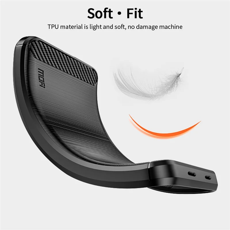 MOFI JK TPU Series-1 Soft TPU Cover for Honor Magic5 Carbon Fiber Brushed Phone Shell - Red