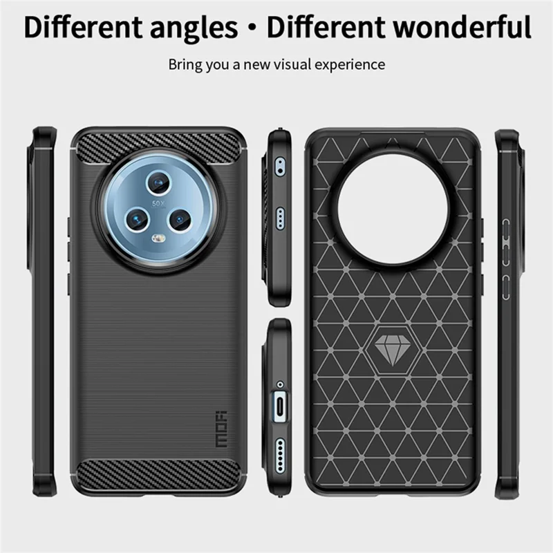 MOFI JK TPU Series-1 Soft TPU Cover for Honor Magic5 Carbon Fiber Brushed Phone Shell - Red