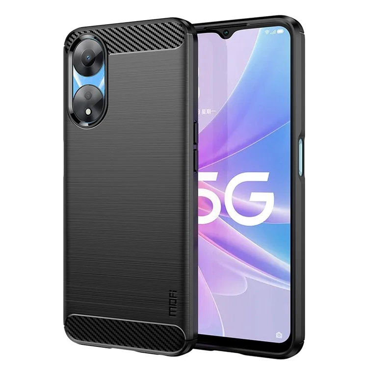 MOFI JK TPU Series-1 Carbon Fiber Back Cover для Oppo A58 5G / A58x 5G / A78 5G Brushed TPU Phone Shell - Black
