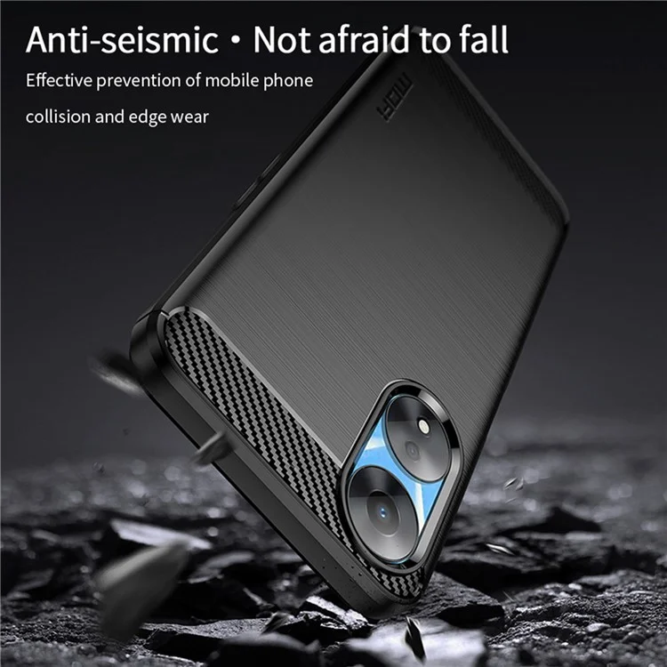 MOFI JK TPU Series-1 Carbon Fiber Back Cover для Oppo A58 5G / A58x 5G / A78 5G Brushed TPU Phone Shell - Black