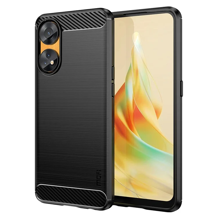 MOFI JK TPU Série-1 Para Oppo Reno8 T 4G Capa Traseira de Fibra de Carbono Escovado TPU Capa de Telefone - Preto