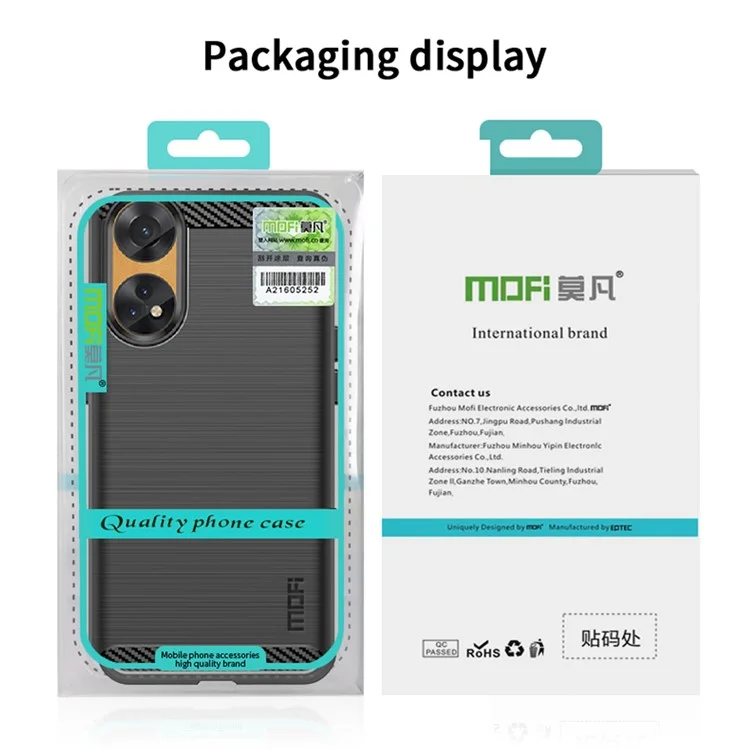 MOFI JK TPU Série-1 Para Oppo Reno8 T 4G Capa Traseira de Fibra de Carbono Escovado TPU Capa de Telefone - Preto