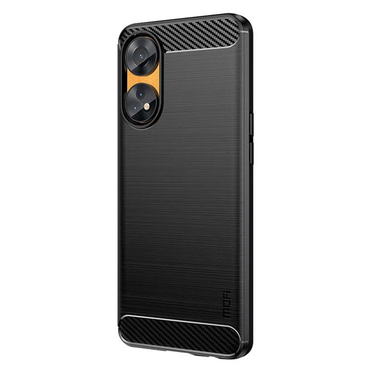 MOFI JK TPU Série-1 Para Oppo Reno8 T 4G Capa Traseira de Fibra de Carbono Escovado TPU Capa de Telefone - Preto