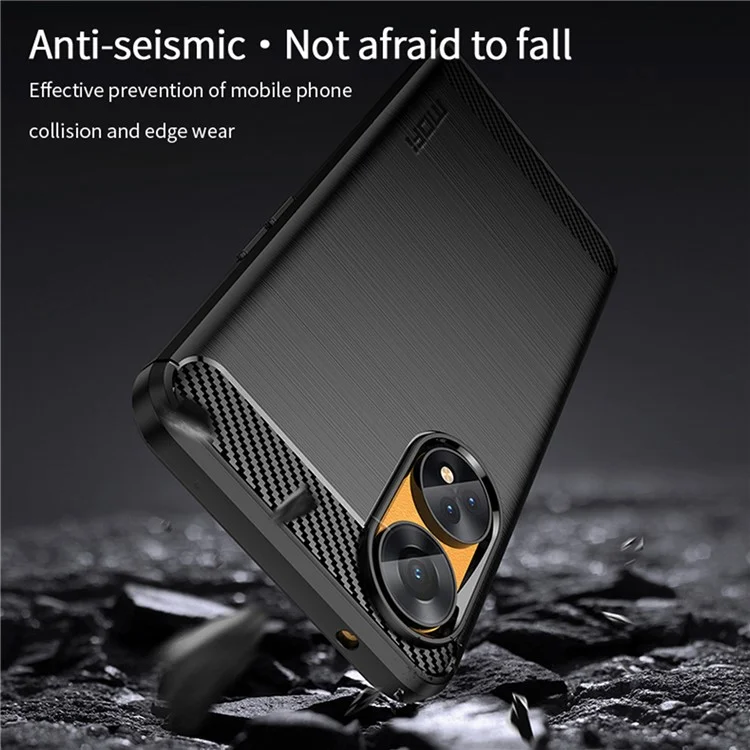 MOFI JK TPU Série-1 Para Oppo Reno8 T 4G Capa Traseira de Fibra de Carbono Escovado TPU Capa de Telefone - Preto