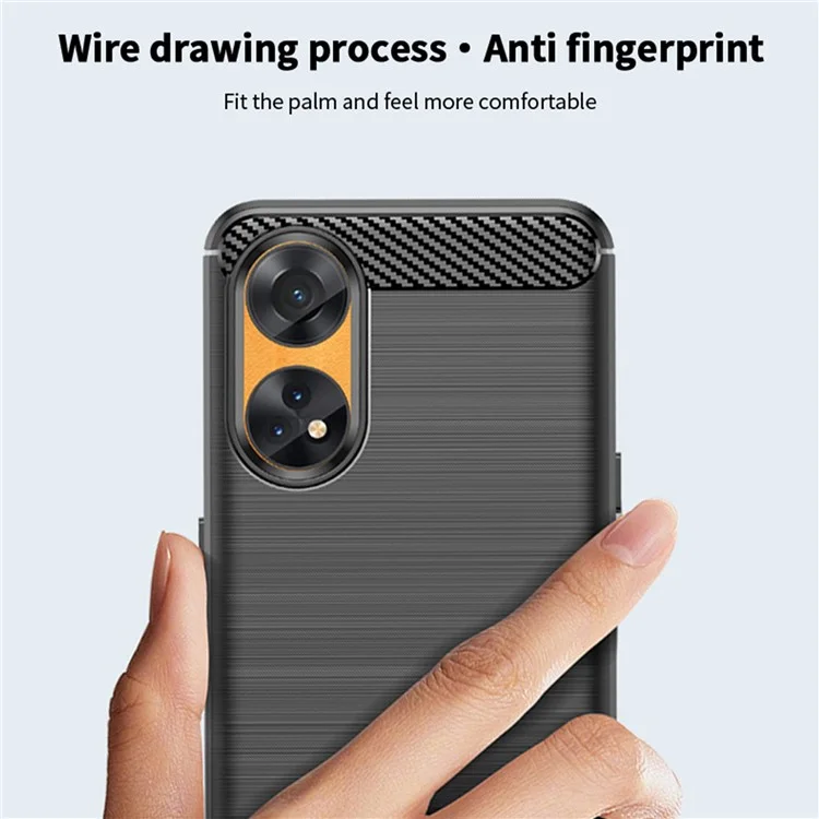 MOFI JK TPU Série-1 Para Oppo Reno8 T 4G Capa Traseira de Fibra de Carbono Escovado TPU Capa de Telefone - Preto