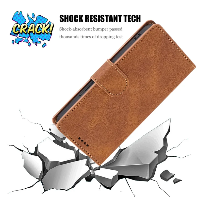 For Oppo Reno8 T 4G Leather Wallet Phone Case Drop-proof Stand Phone Cover with Strap - Brown