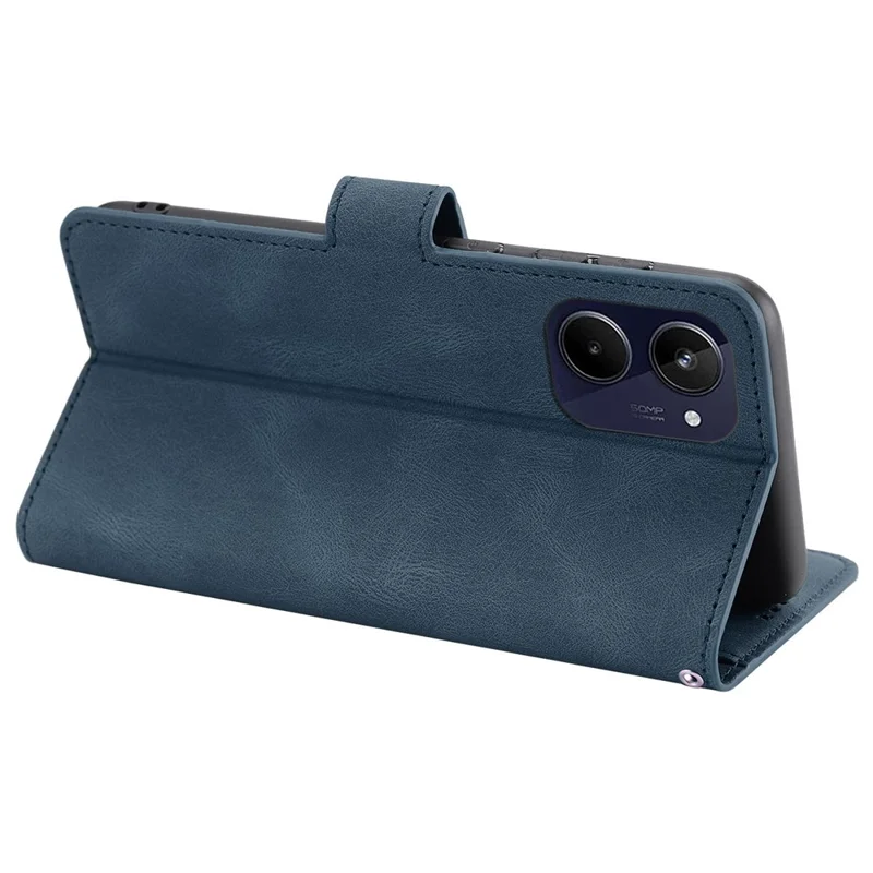 Stand Wallet Cover for Realme 10 4G Drop Resistant PU Leather Phone Case with Strap - Blue